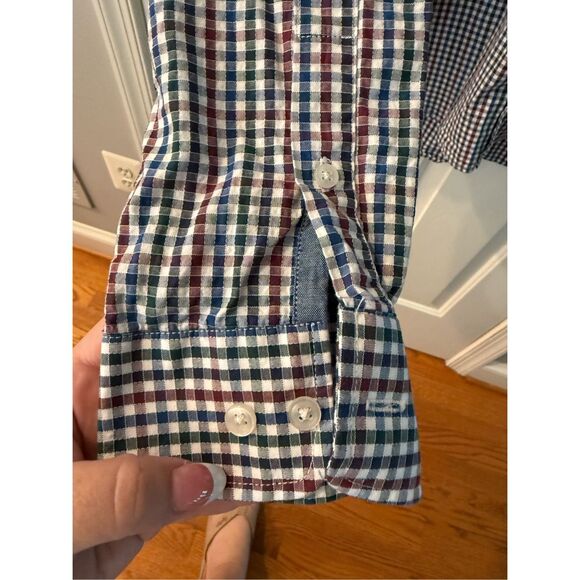 Singer + Sargent Red Blue Green Gingham Textured Button Down Shirt sz XL EUC - Picture 5 of 8